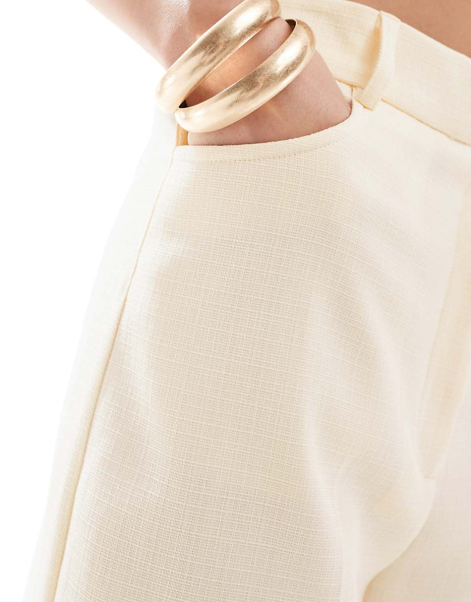 ASOS DESIGN textured tailored pant in cream