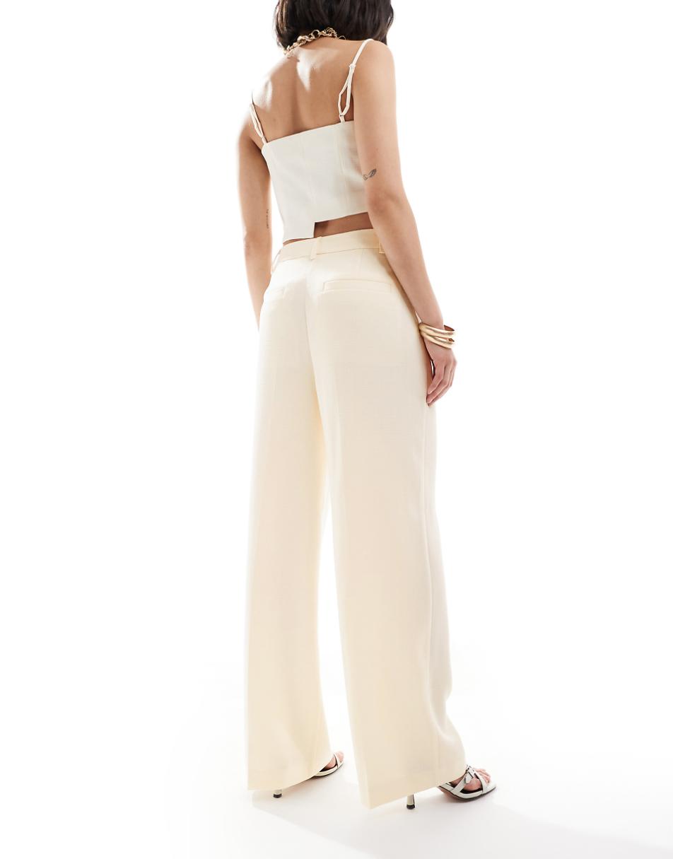 ASOS DESIGN textured tailored pant in cream