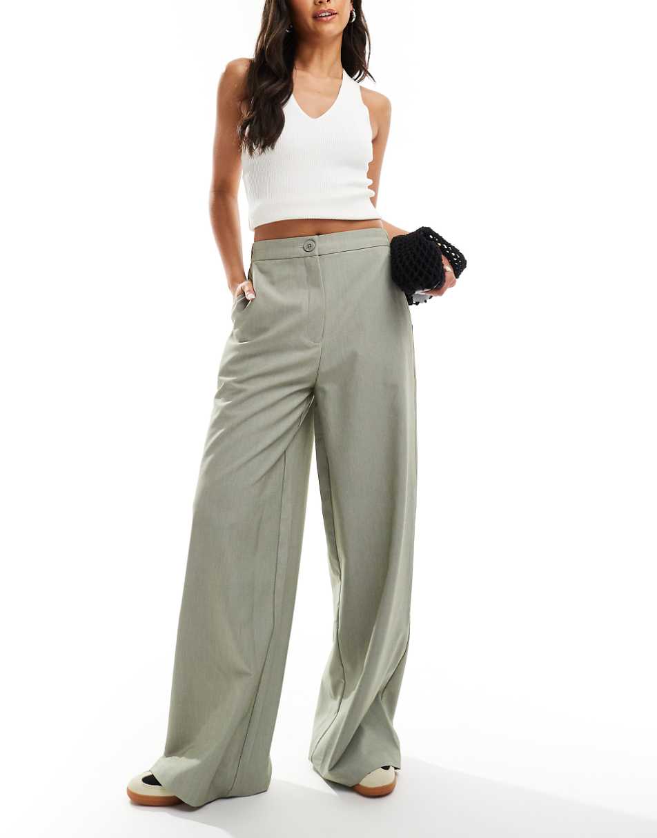 ASOS DESIGN relaxed tailored pants in olive