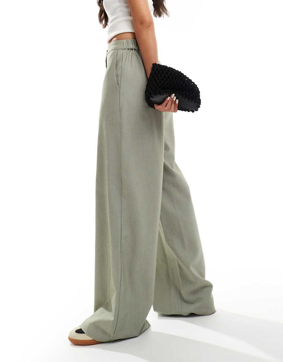 ASOS DESIGN relaxed tailored pants in olive