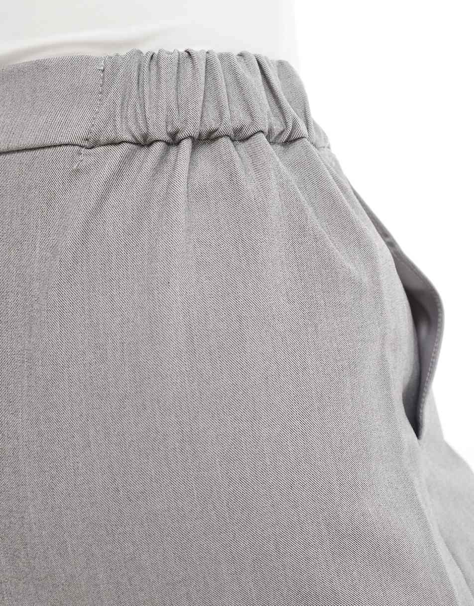 ASOS DESIGN Petite tailored wide leg dad pants in gray