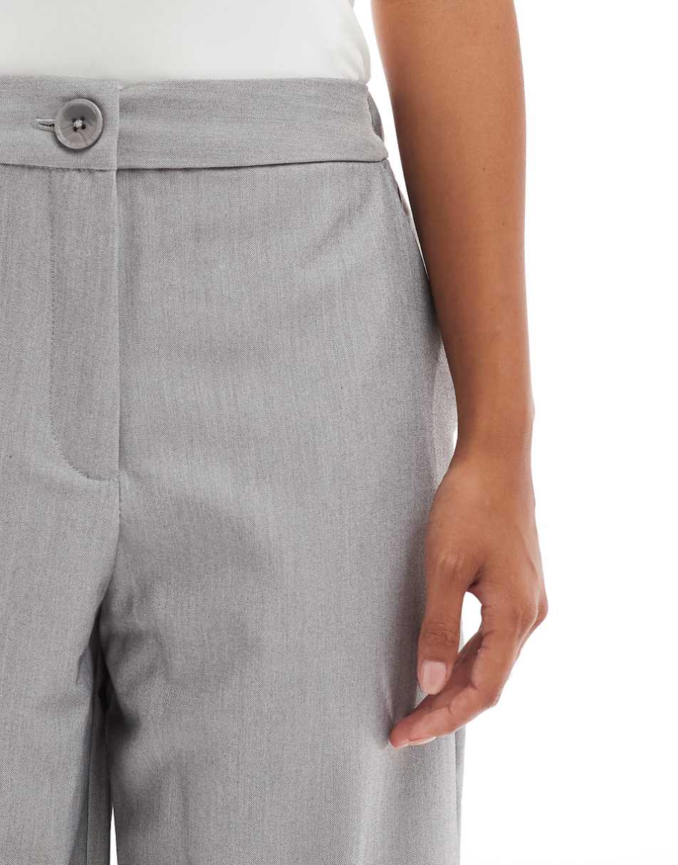 ASOS DESIGN Petite tailored wide leg dad pants in gray