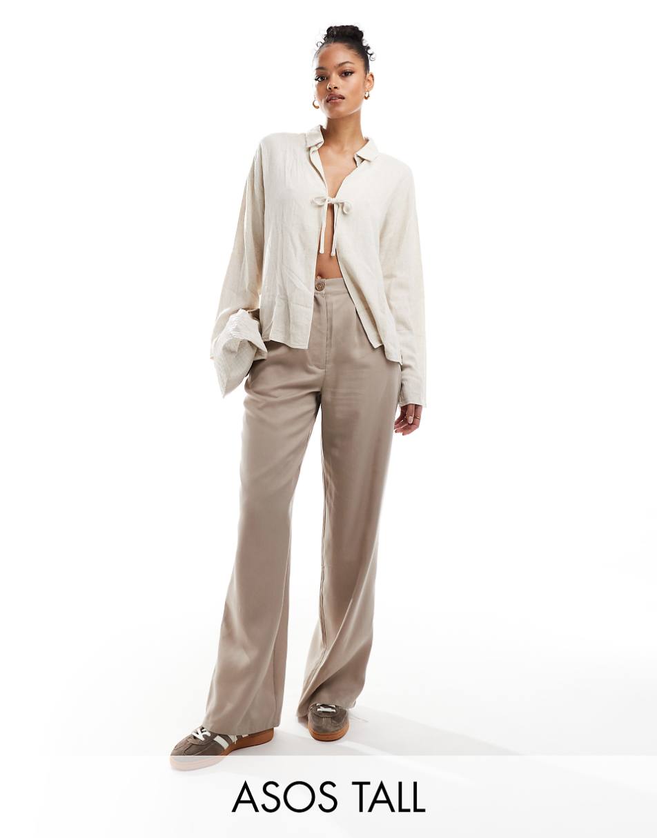 ASOS DESIGN Tall dad pants in washed sand