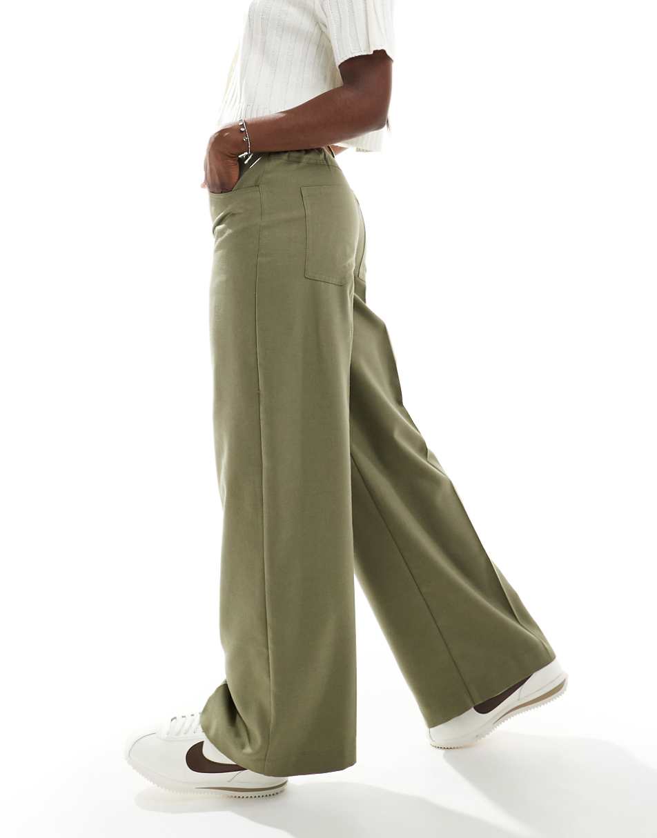 ASOS DESIGN relaxed dad pants with 5 pocket detail in khaki