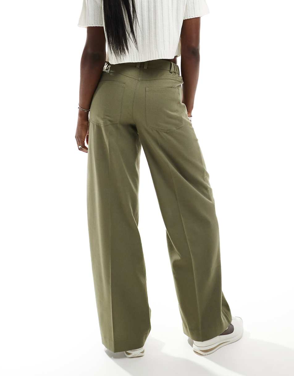 ASOS DESIGN relaxed dad pants with 5 pocket detail in khaki