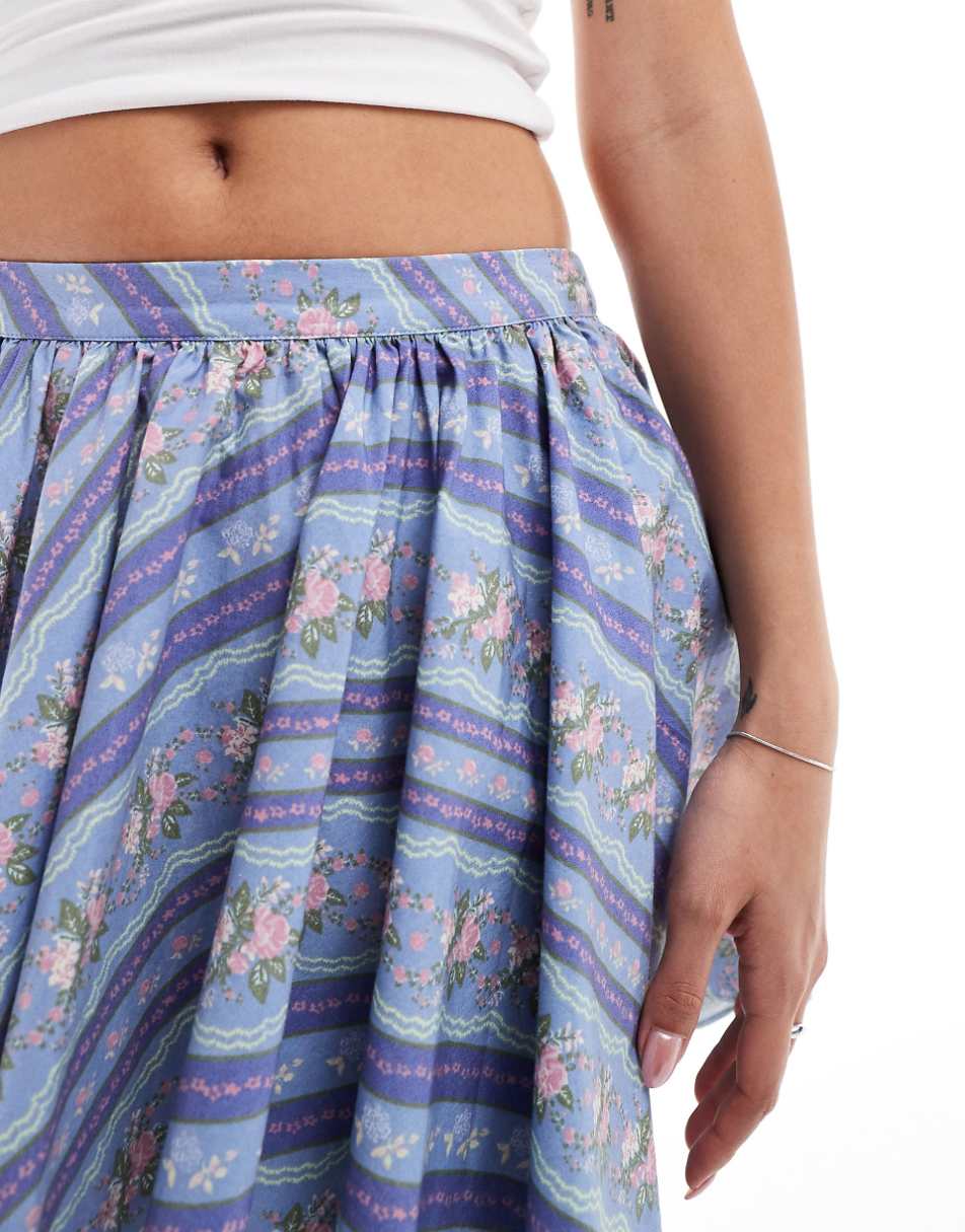 Free People floral swingy mini skirt in blue