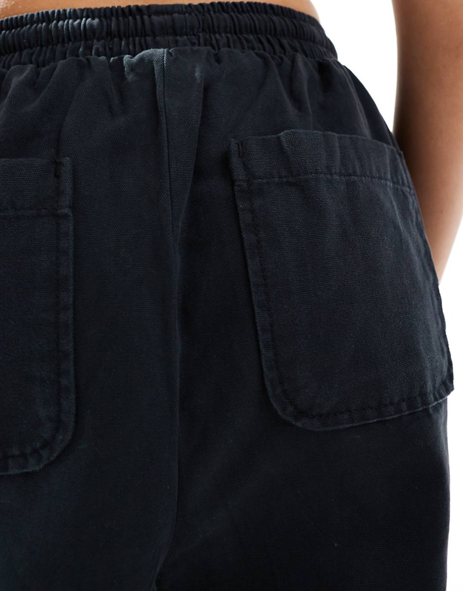 ASOS DESIGN oversized barrel leg pull on pants in black