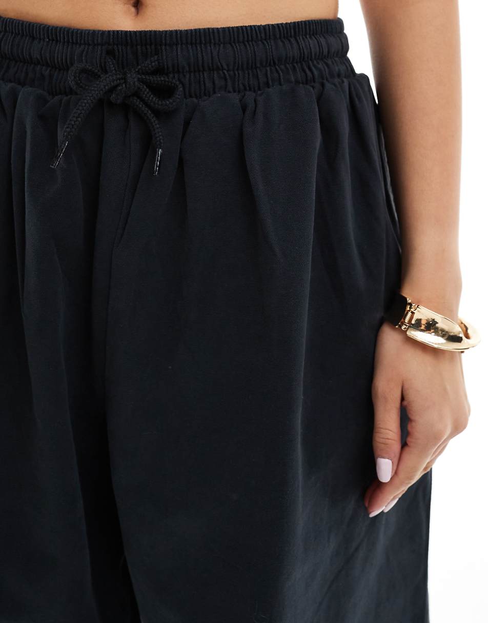 ASOS DESIGN oversized barrel leg pull on pants in black