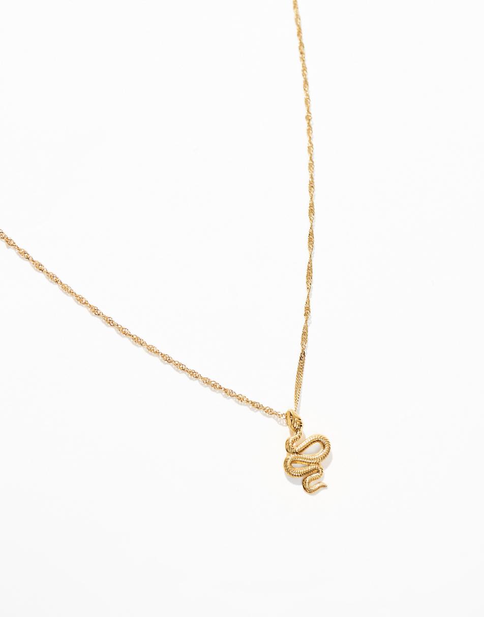 ASOS DESIGN waterproof stainless steel necklace in snake design in gold tone