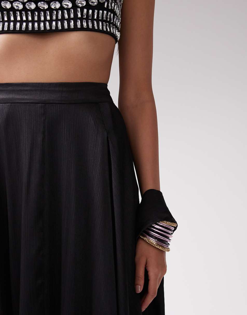 Kanya London Lehenga full flare frill skirt & dupatta in black - part of a set