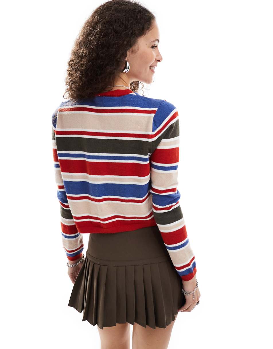 Daisy Street soft touch knit cardigan in multi stripe