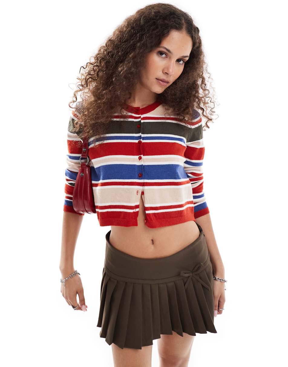 Daisy Street soft touch knit cardigan in multi stripe