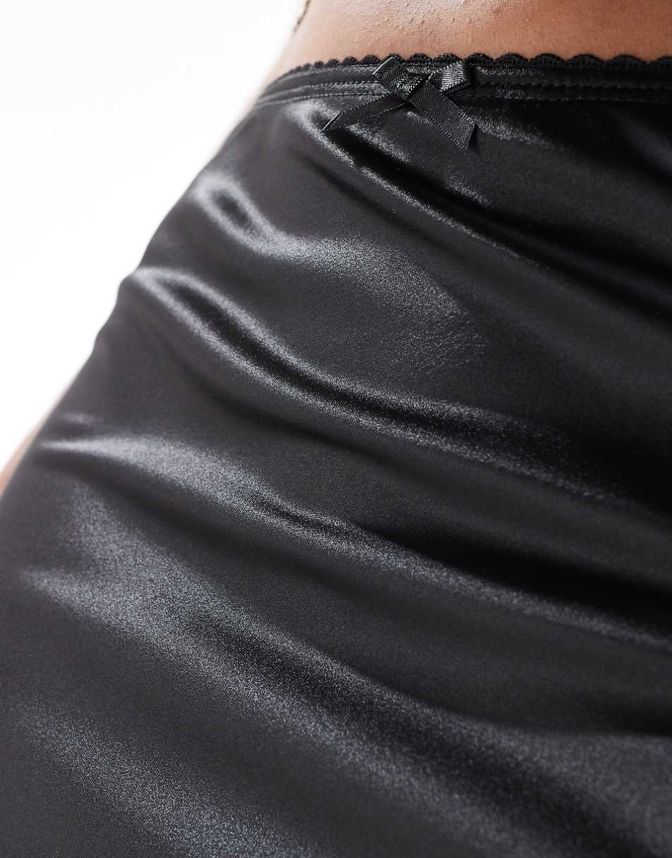 Miss Selfridge satin bias maxi skirt in black
