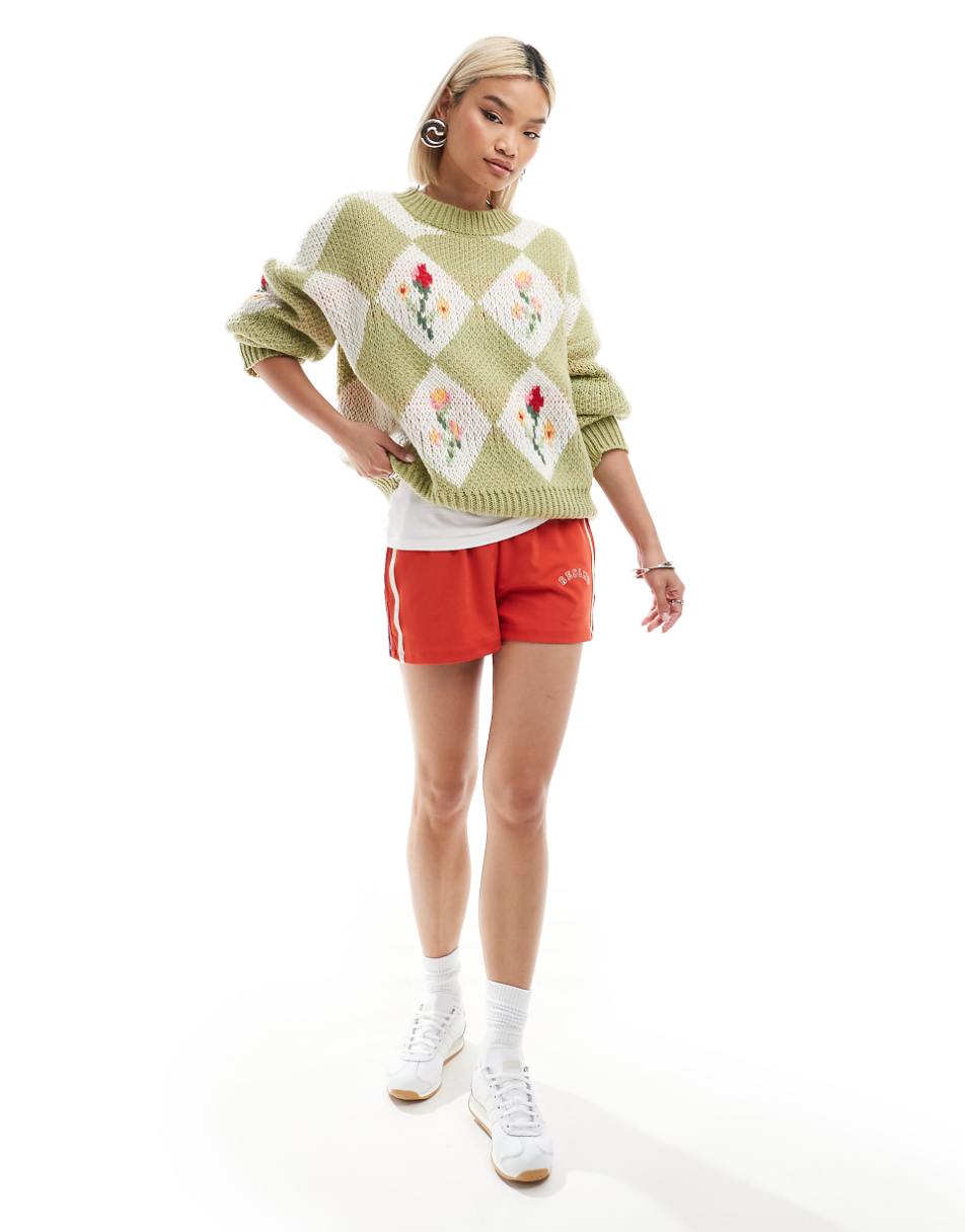 Bailey Rose chunky knit sweater in spring floral green