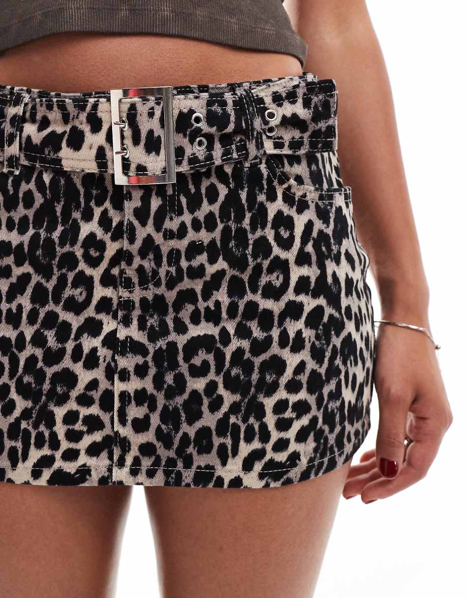 ONLY belted mini skirt in leopard print
