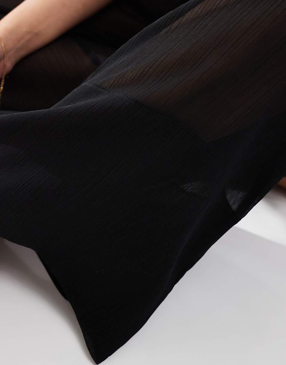 ASOS DESIGN pull on pants with sheer overlay in black