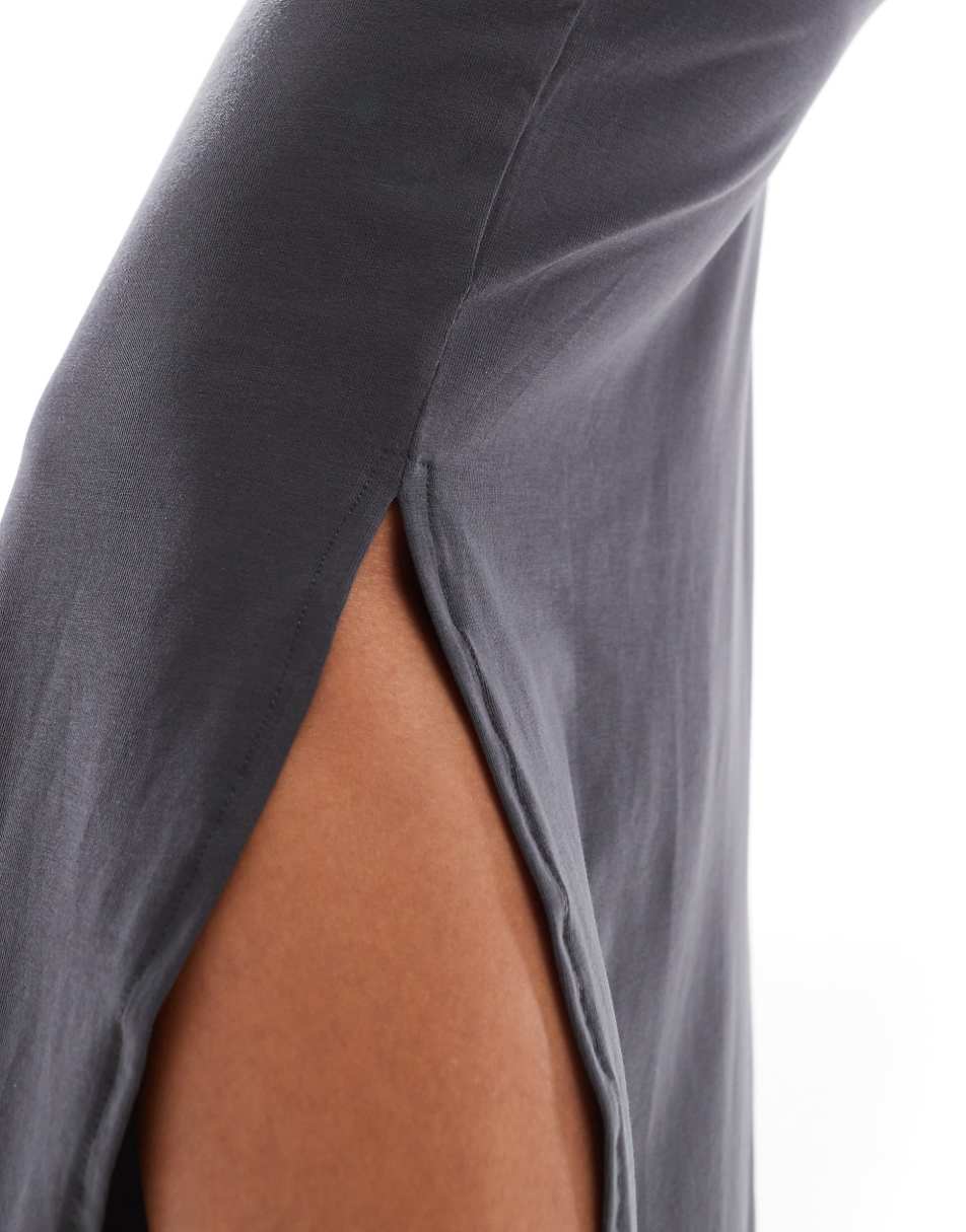 Mamalicious Maternity jersey maxi skirt in magnet gray