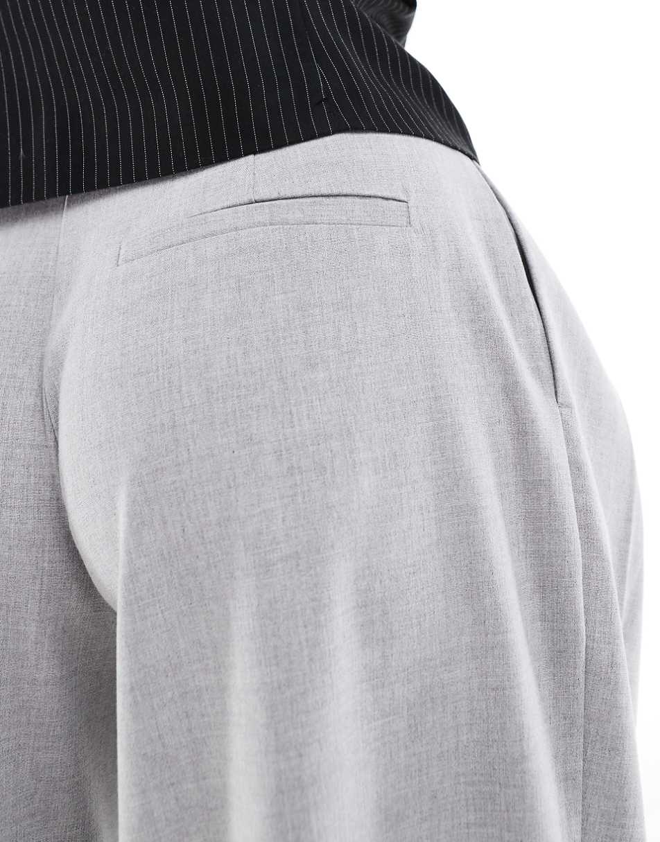 ASOS DESIGN Petite cross over pleated pants in gray