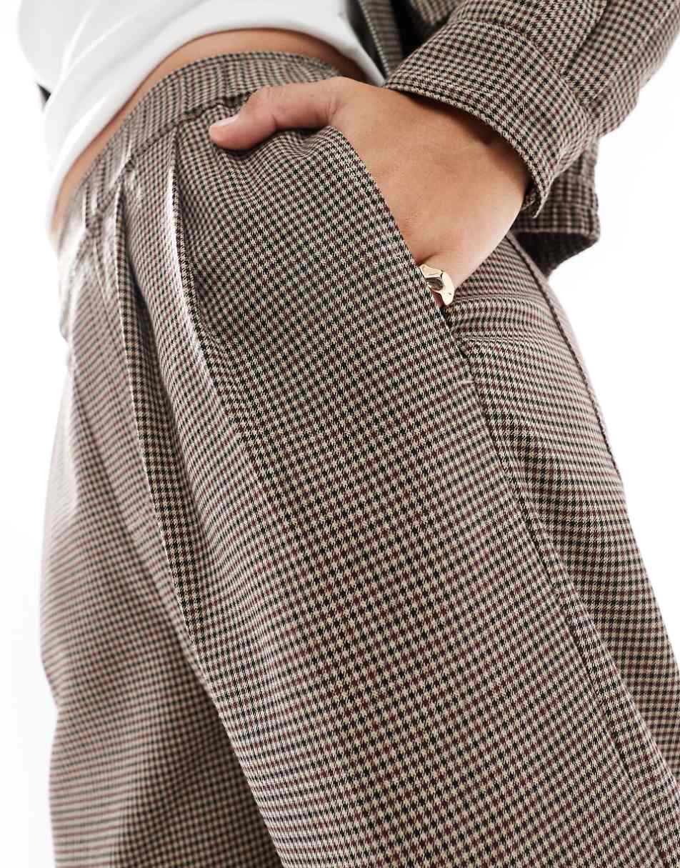 ASOS DESIGN plaid wide leg pants in brown - part of a set