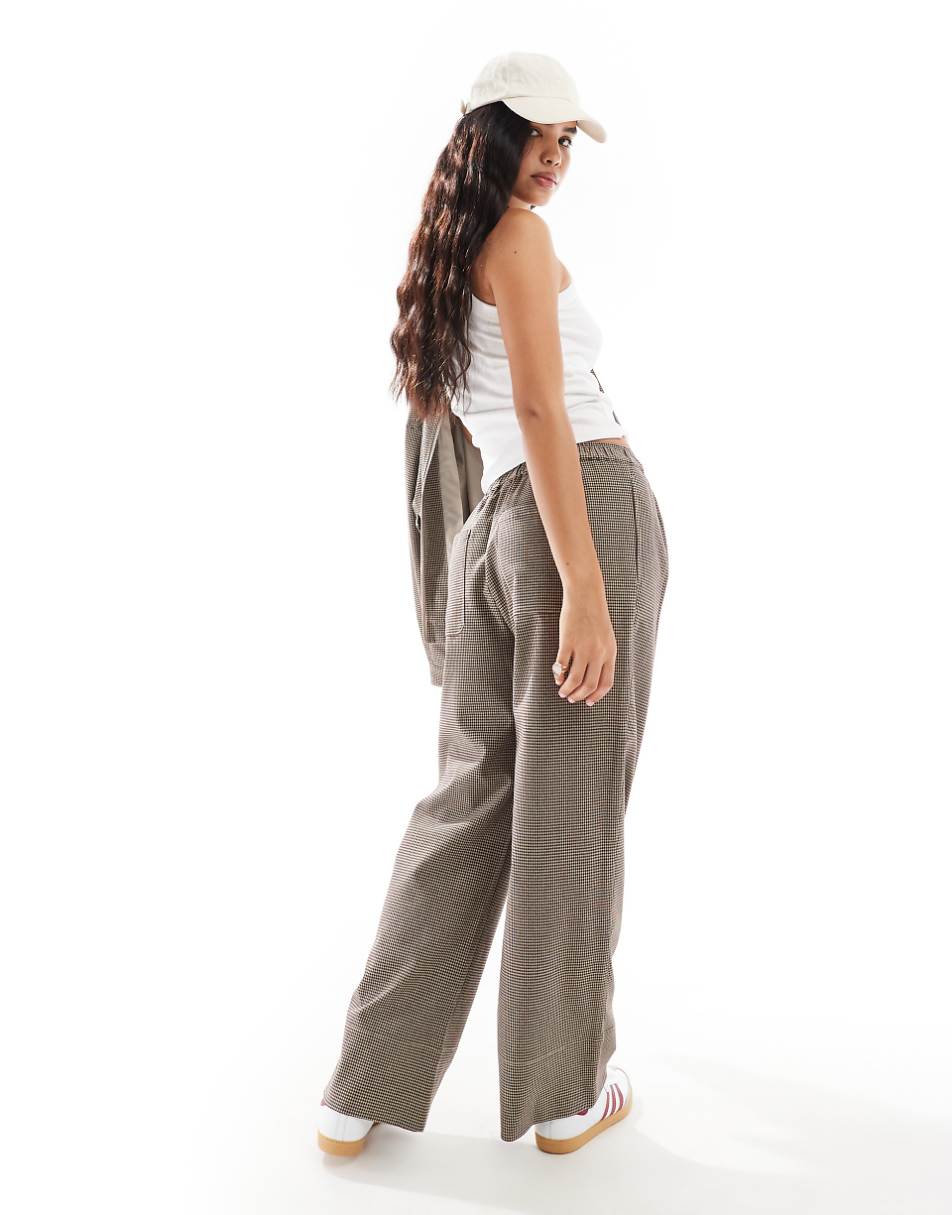 ASOS DESIGN plaid wide leg pants in brown - part of a set