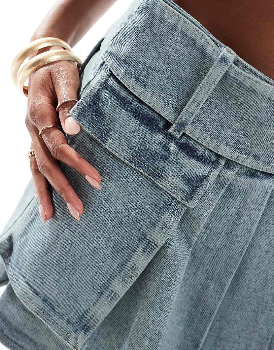 Extro & Vert denim pleated mini skirt in blue - part of a set