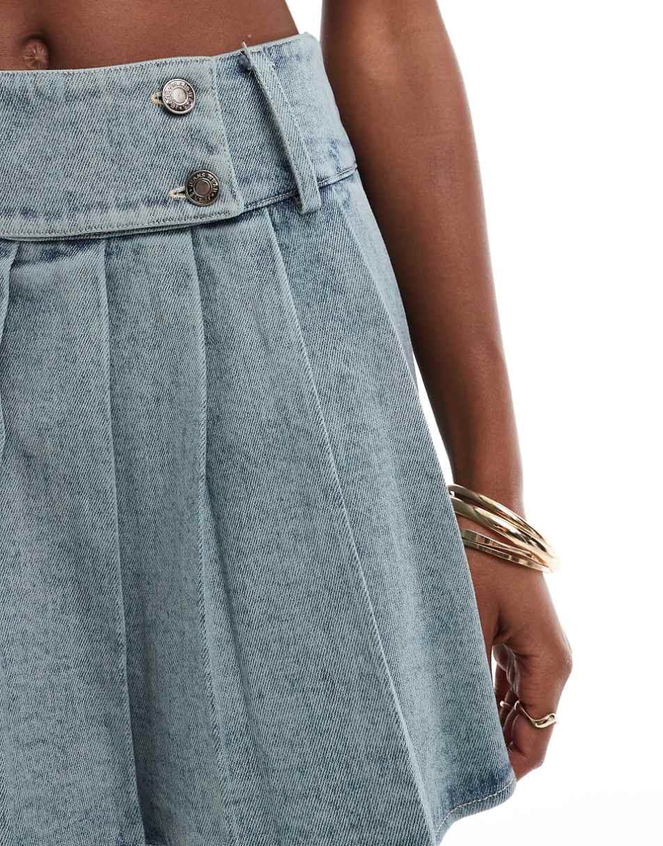 Extro & Vert denim pleated mini skirt in blue - part of a set