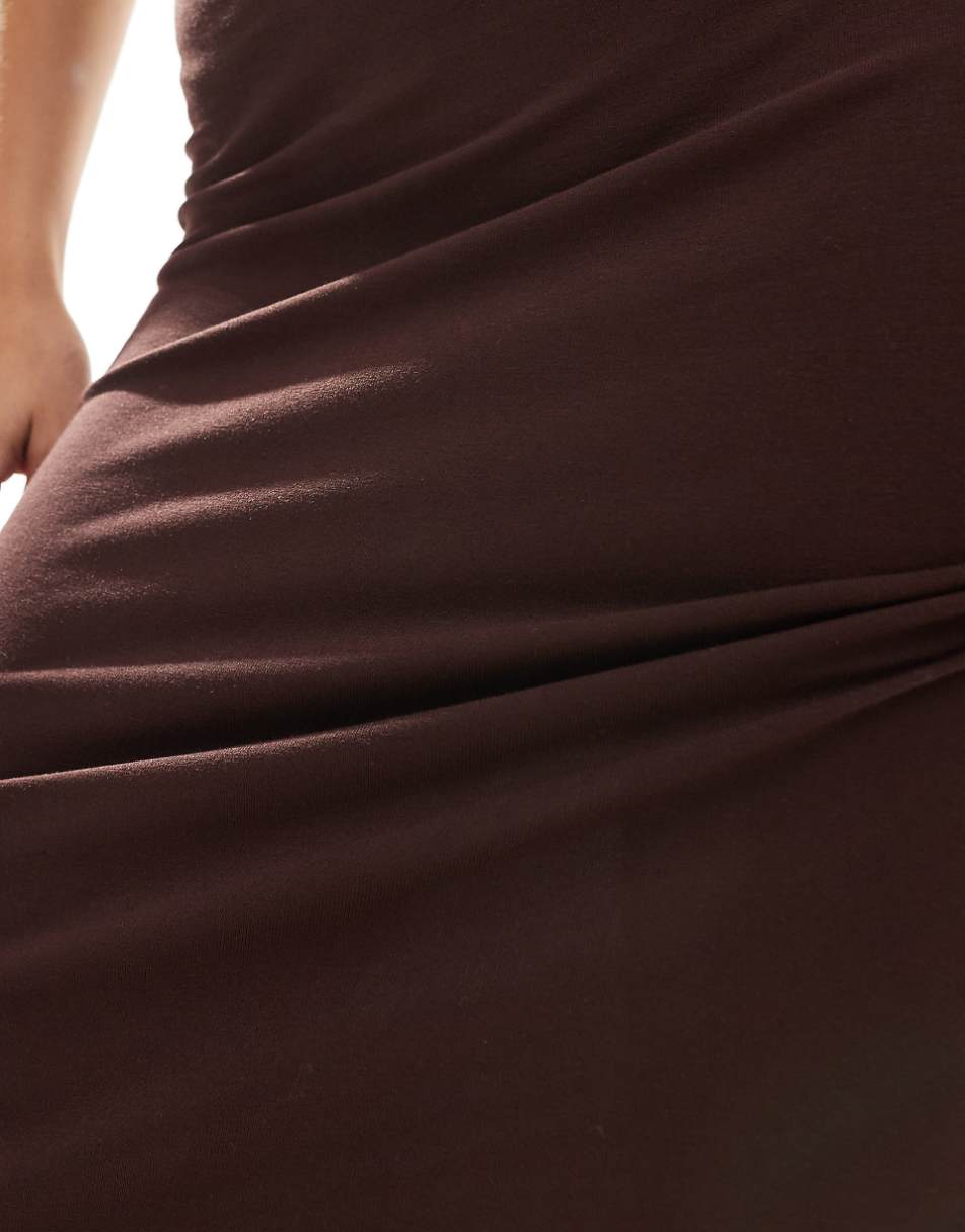 Miss Selfridge low rise maxi skirt in chocolate