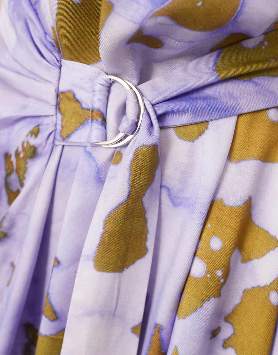 ASOS EDITION Curve racer neck maxi dress with d ring in lilac abstract print
