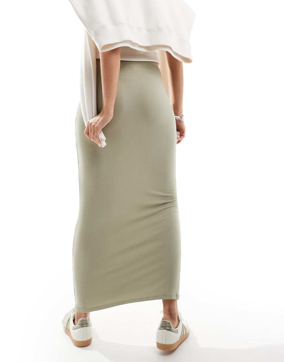 Cotton On staple midi skirt in sage rib