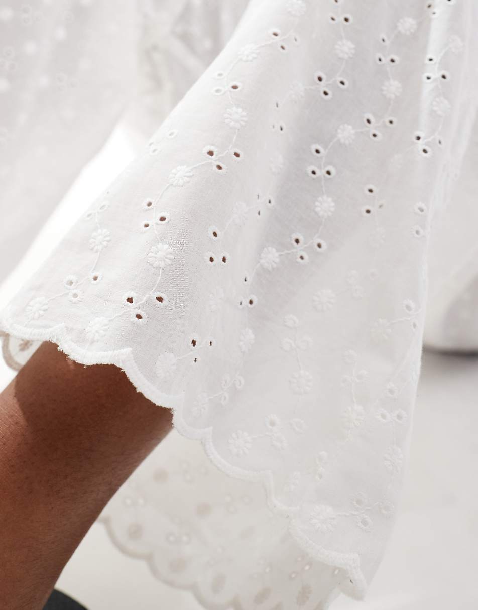 Cotton On relaxed pants in white eyelet