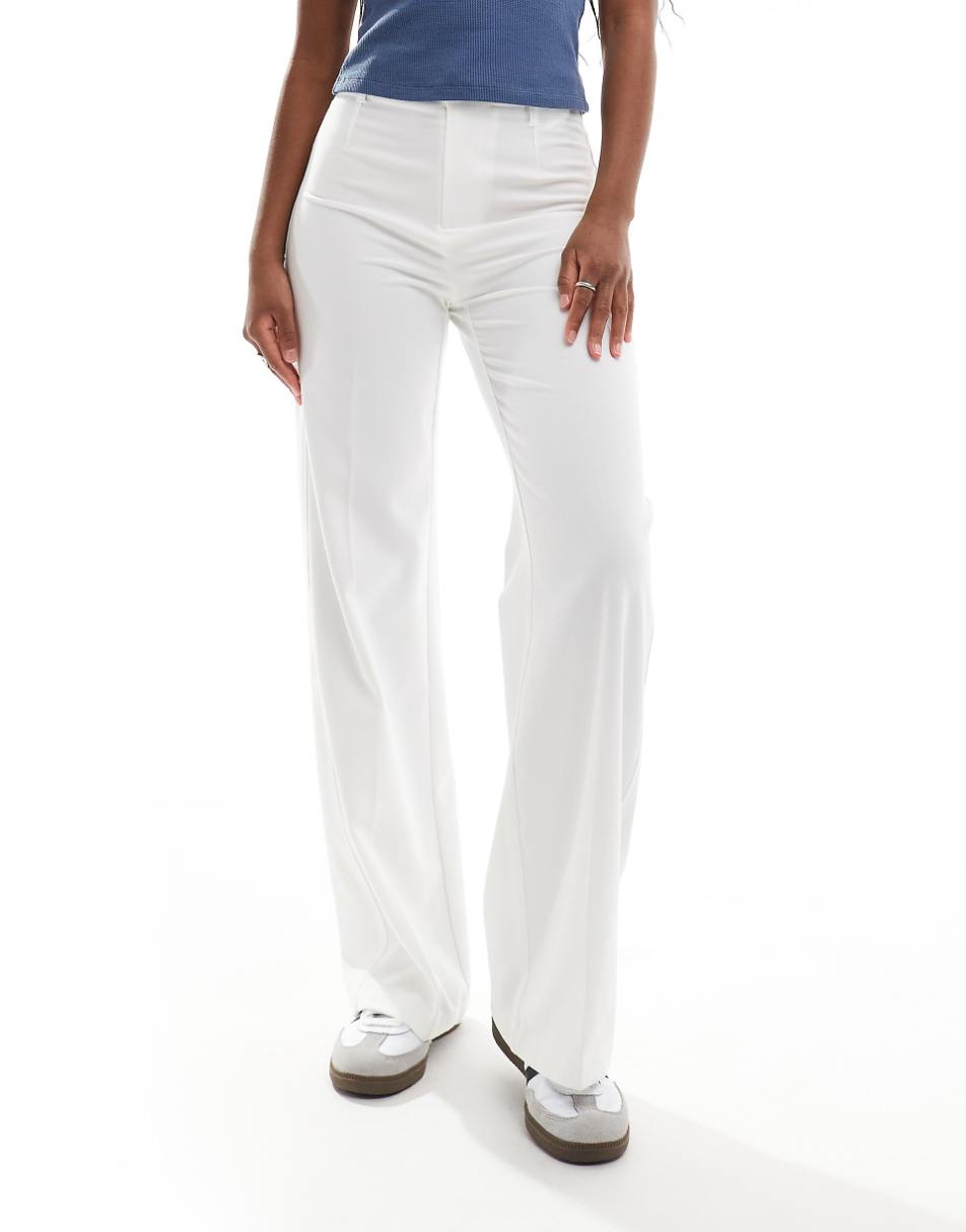 Bershka high rise tailored pants in white