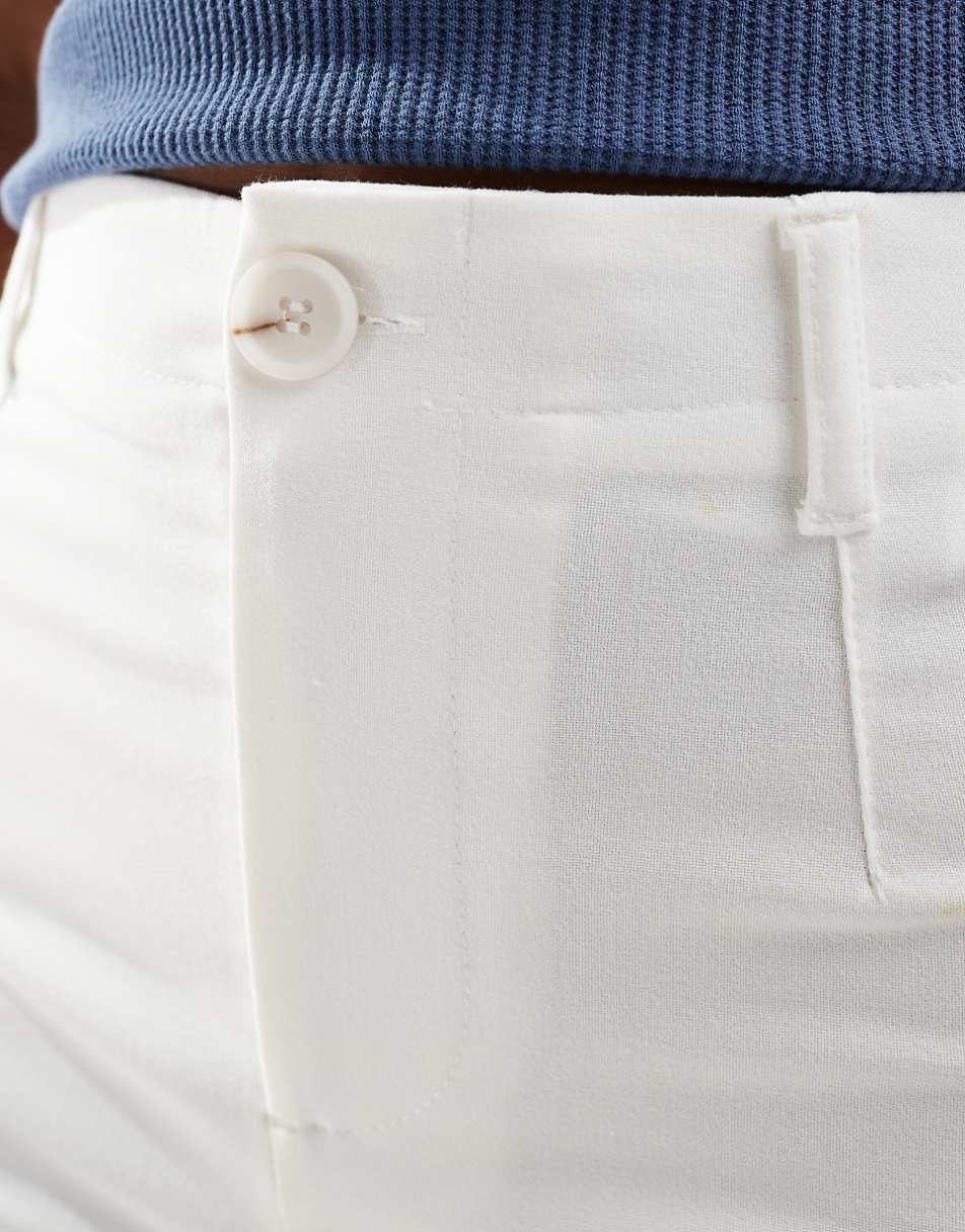 Bershka high rise tailored pants in white