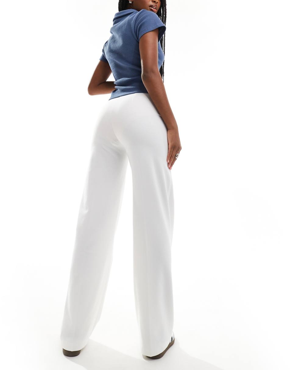 Bershka high rise tailored pants in white