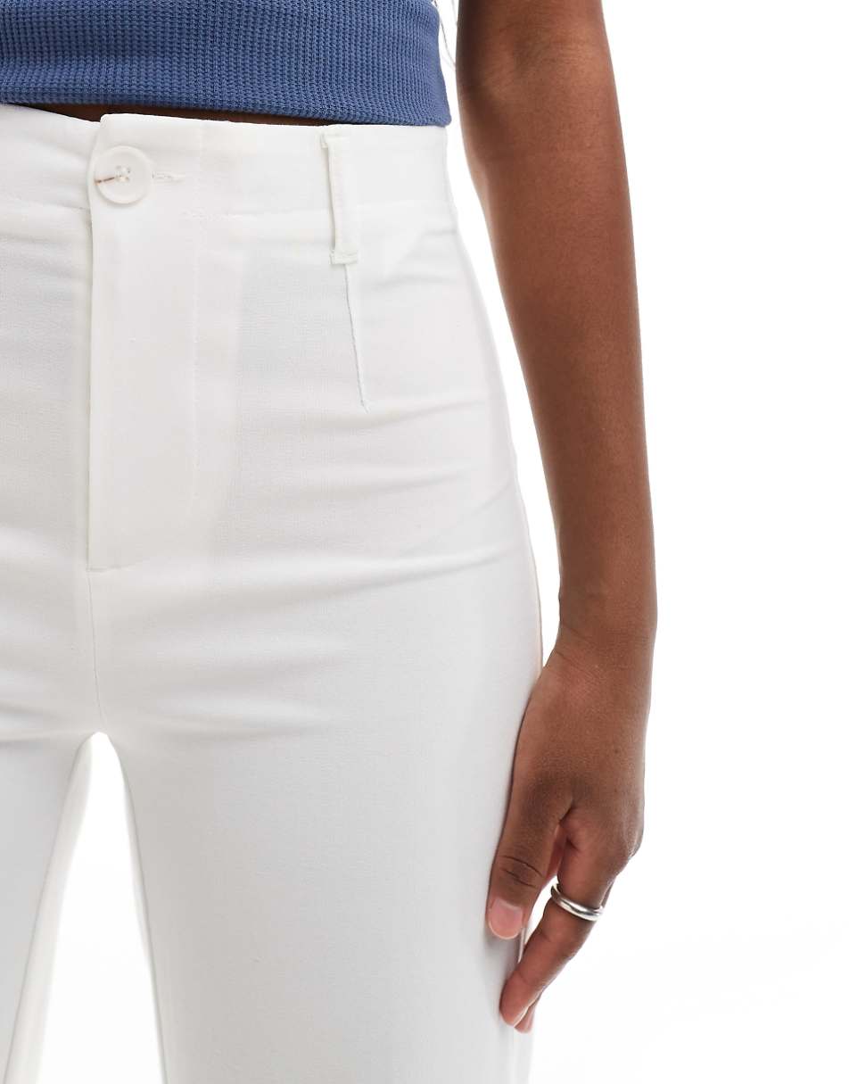 Bershka high rise tailored pants in white