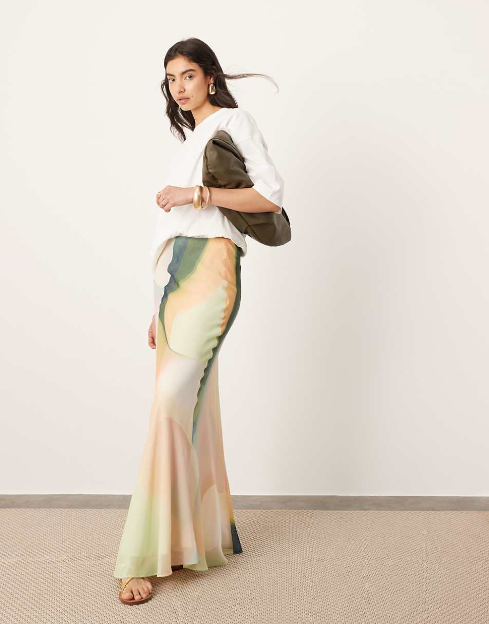 ASOS EDITION bias maxi skirt in ombre print