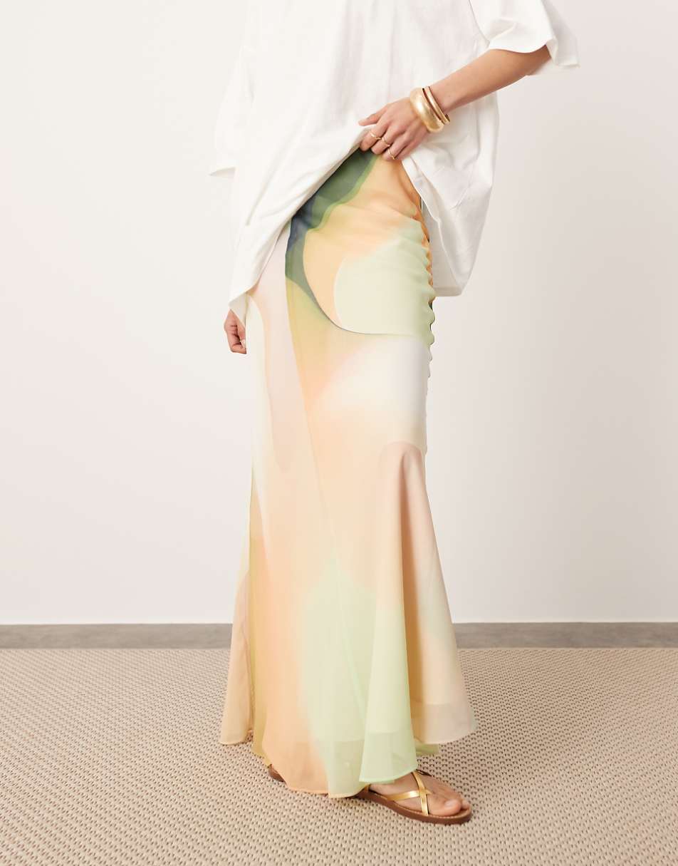 ASOS EDITION bias maxi skirt in ombre print