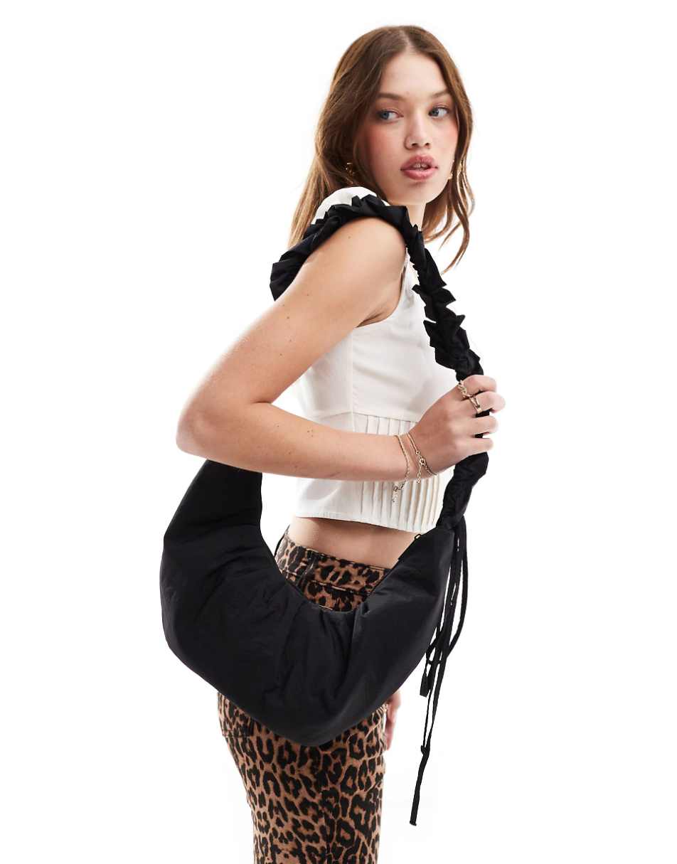 ASOS DESIGN ruched handle shoulder bag with adjustable bow fastening