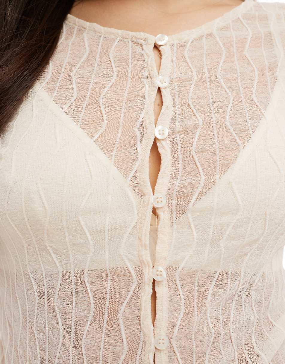 Object lace button down cardigan in cream