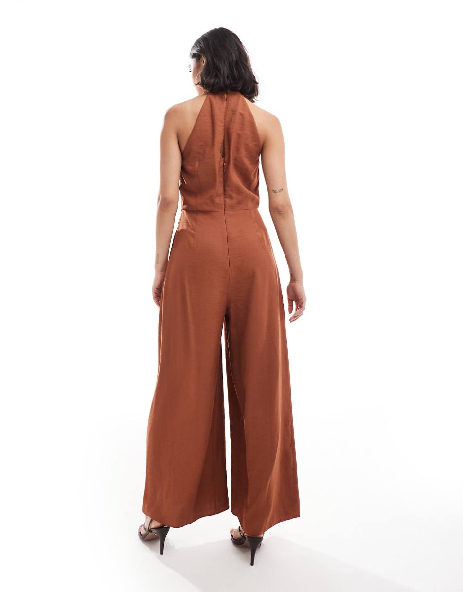 ASOS DESIGN twist neck button up jumpsuit