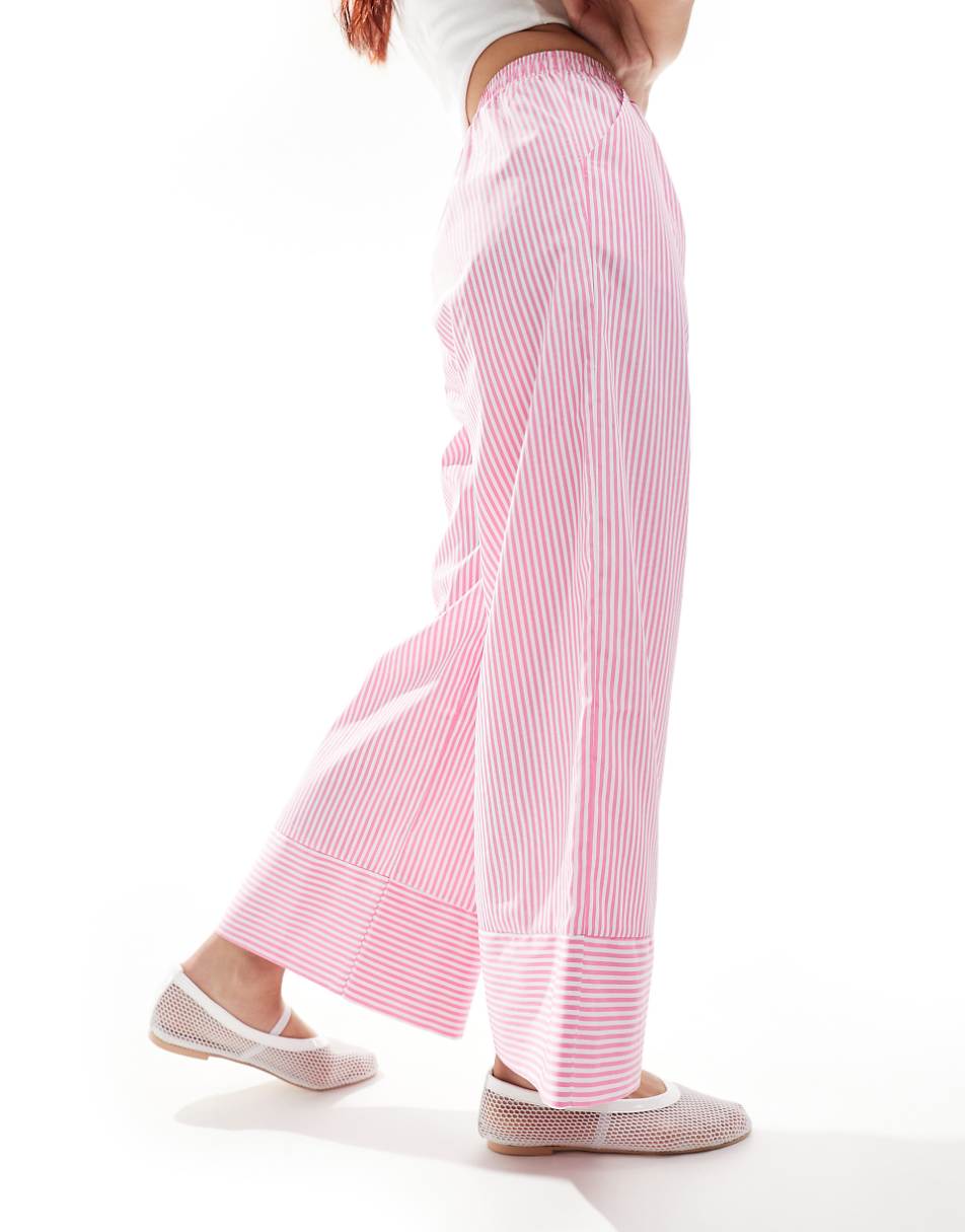 ASOS DESIGN poplin pants in pink stripe