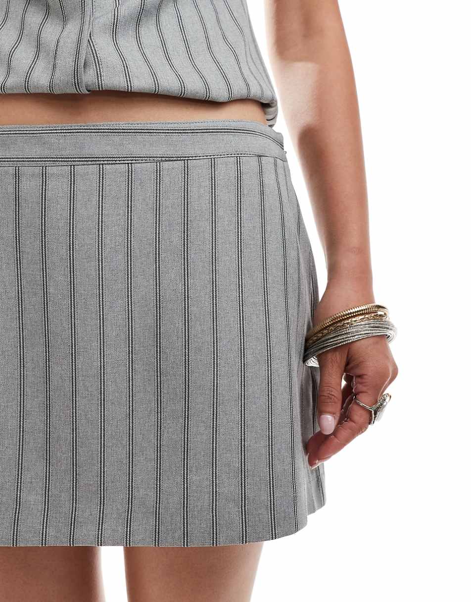 COLLUSION mini skirt in gray pinstripe - part of a set