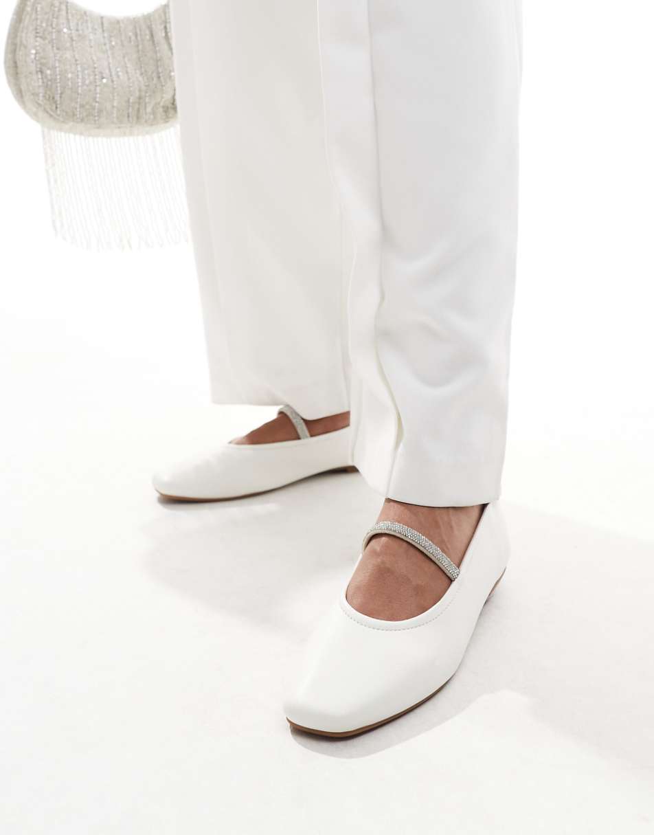 SEQWL buckle strap ballet flats in ivory