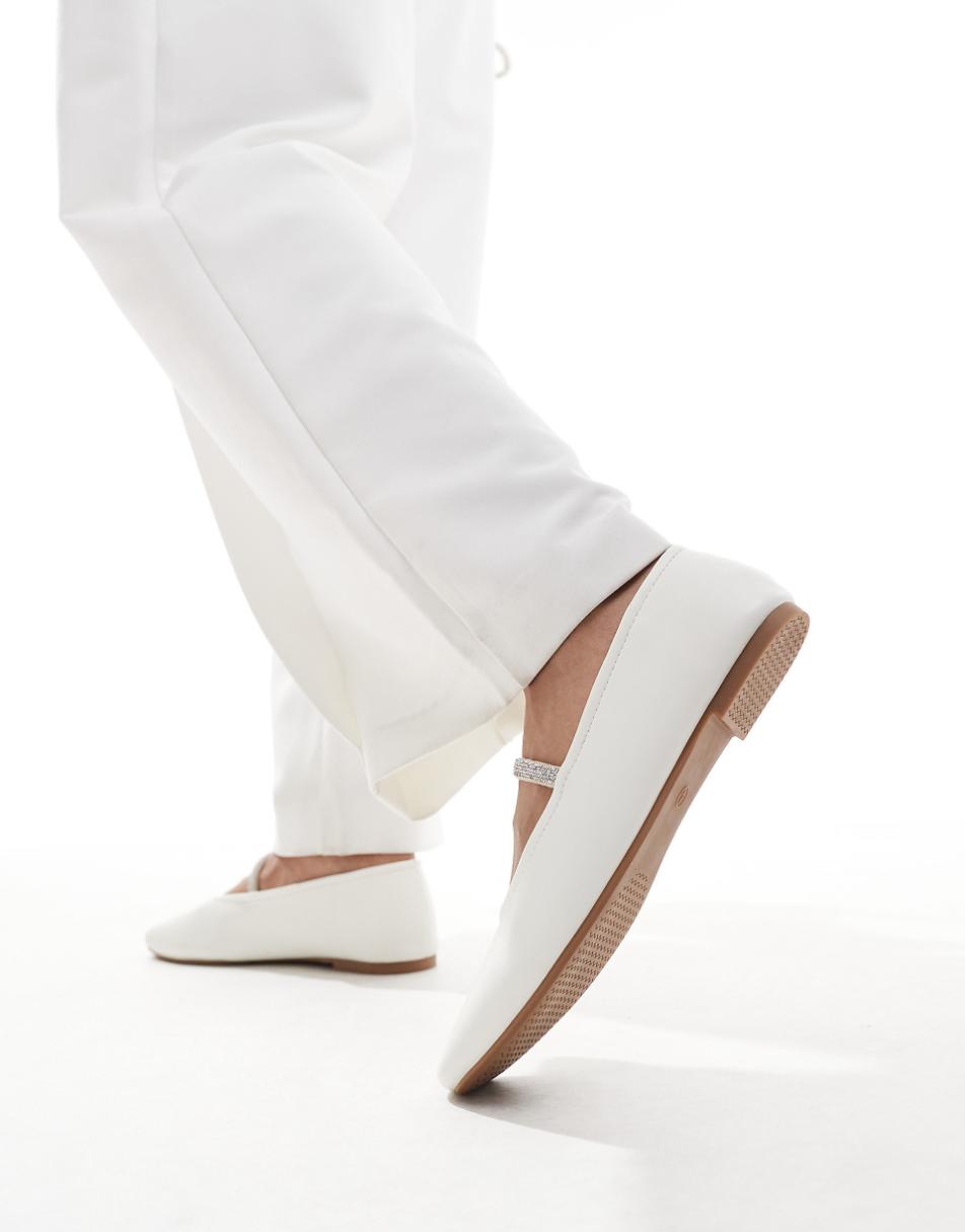 SEQWL buckle strap ballet flats in ivory
