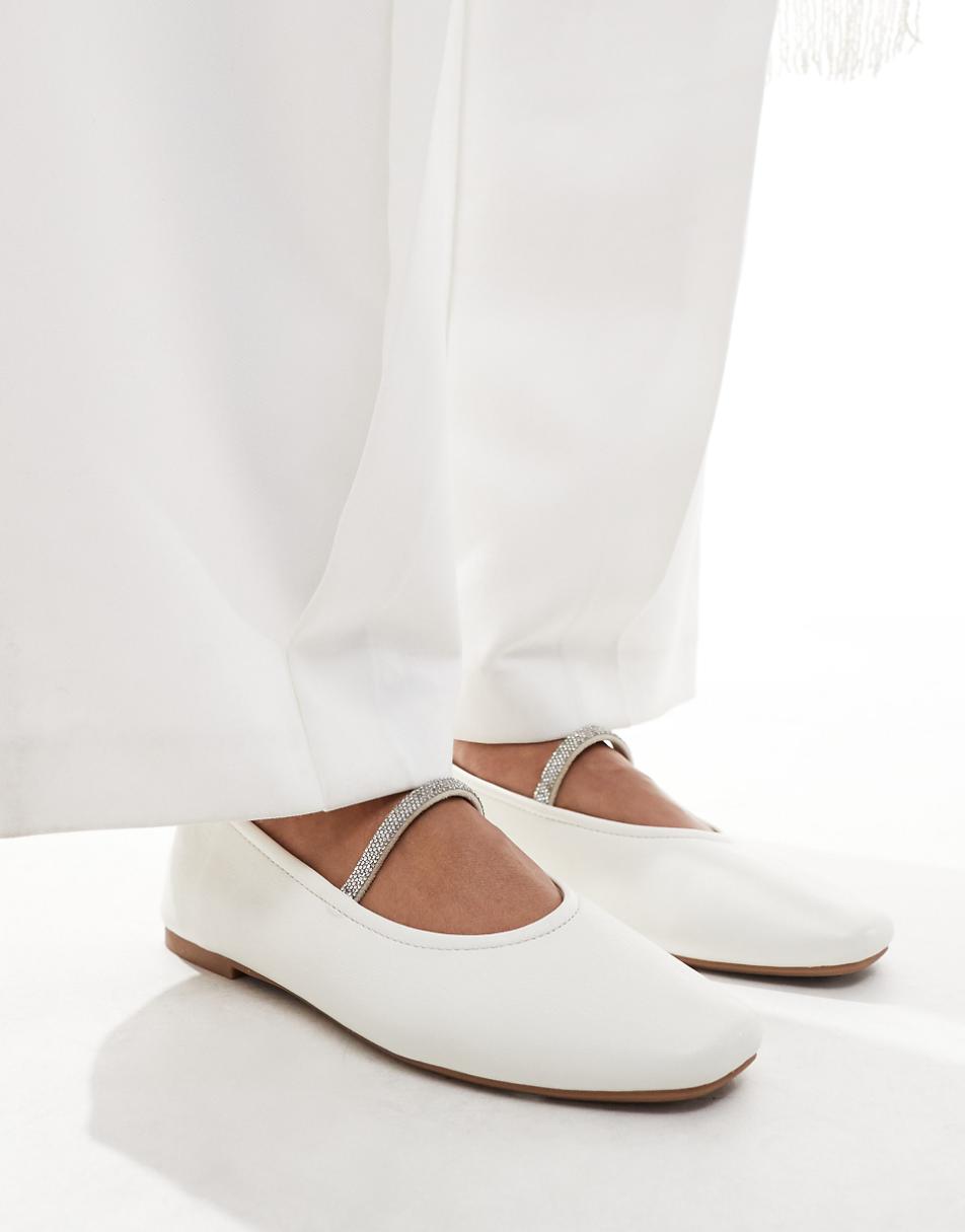 SEQWL buckle strap ballet flats in ivory