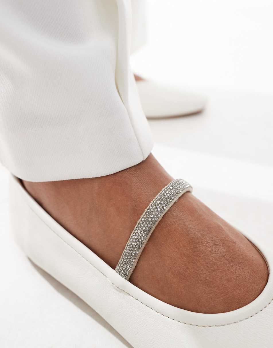 SEQWL buckle strap ballet flats in ivory