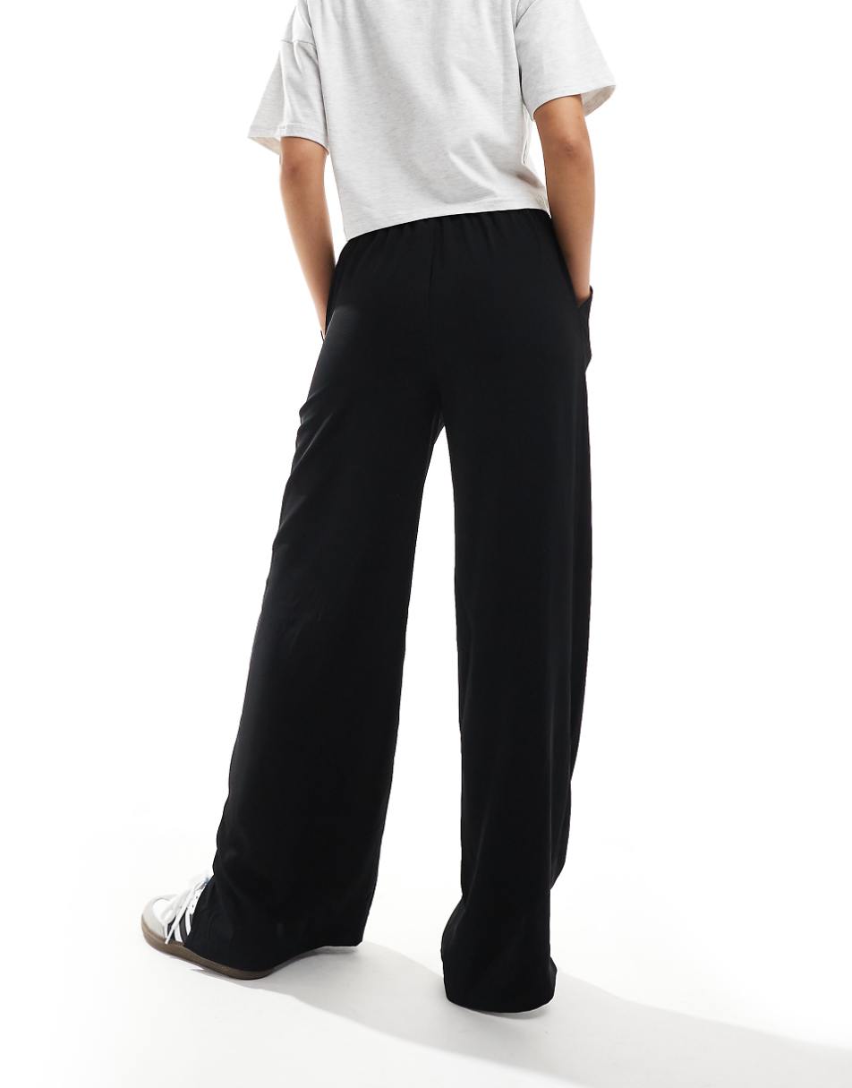 ASOS DESIGN wide leg pull on pants with contrast tie detail