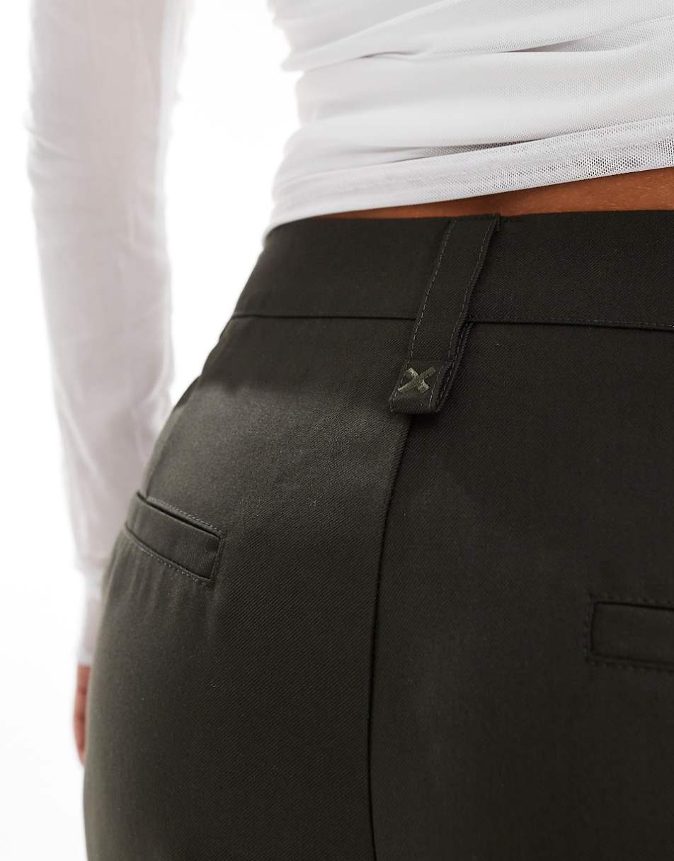 COLLUSION wide leg baggy tailored pants in dark khaki
