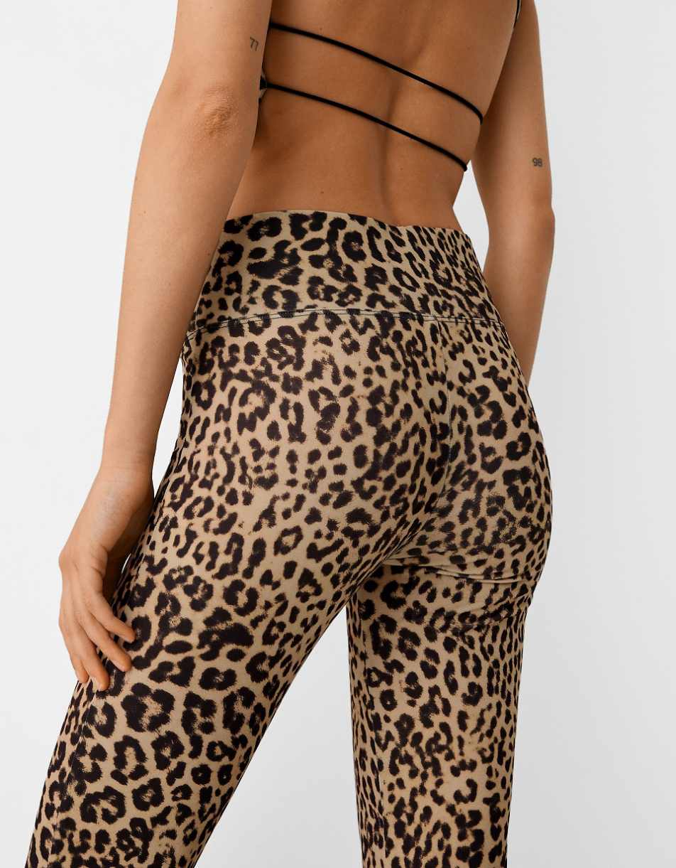 Bershka flared pants in leopard print