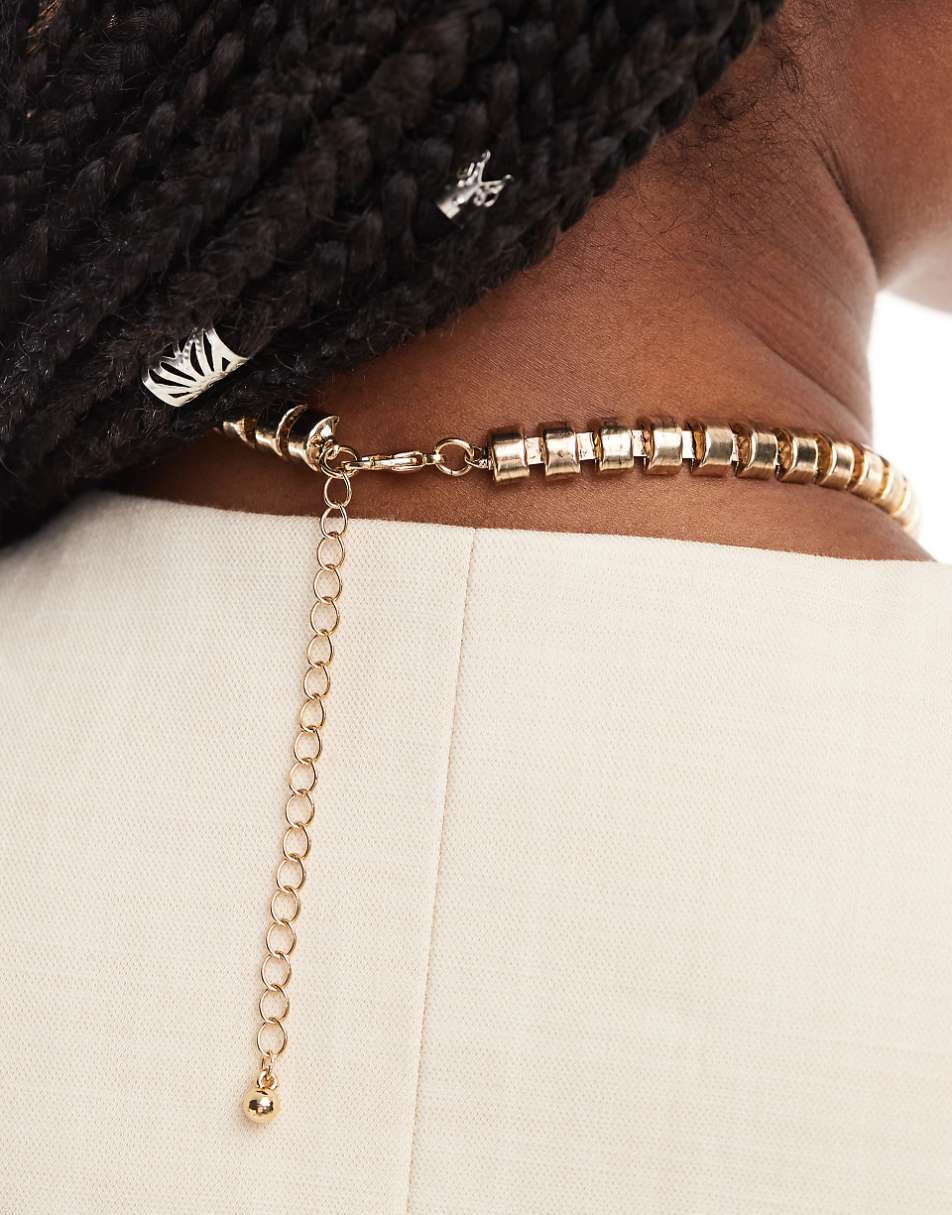 ASOS DESIGN necklace with pull through snake design in gold tone