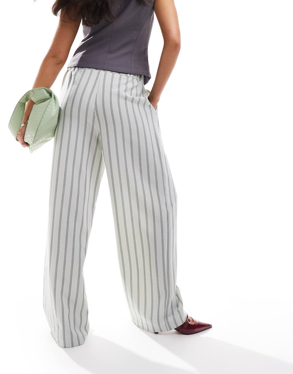ASOS DESIGN relaxed tailored pants in sage stripe